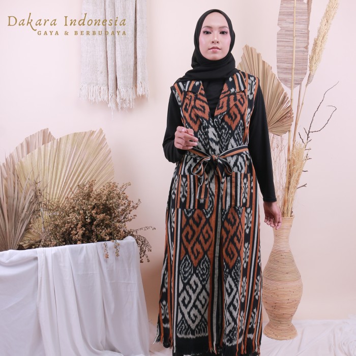 Outer panjang etnik tenun ikat dakara indonesia