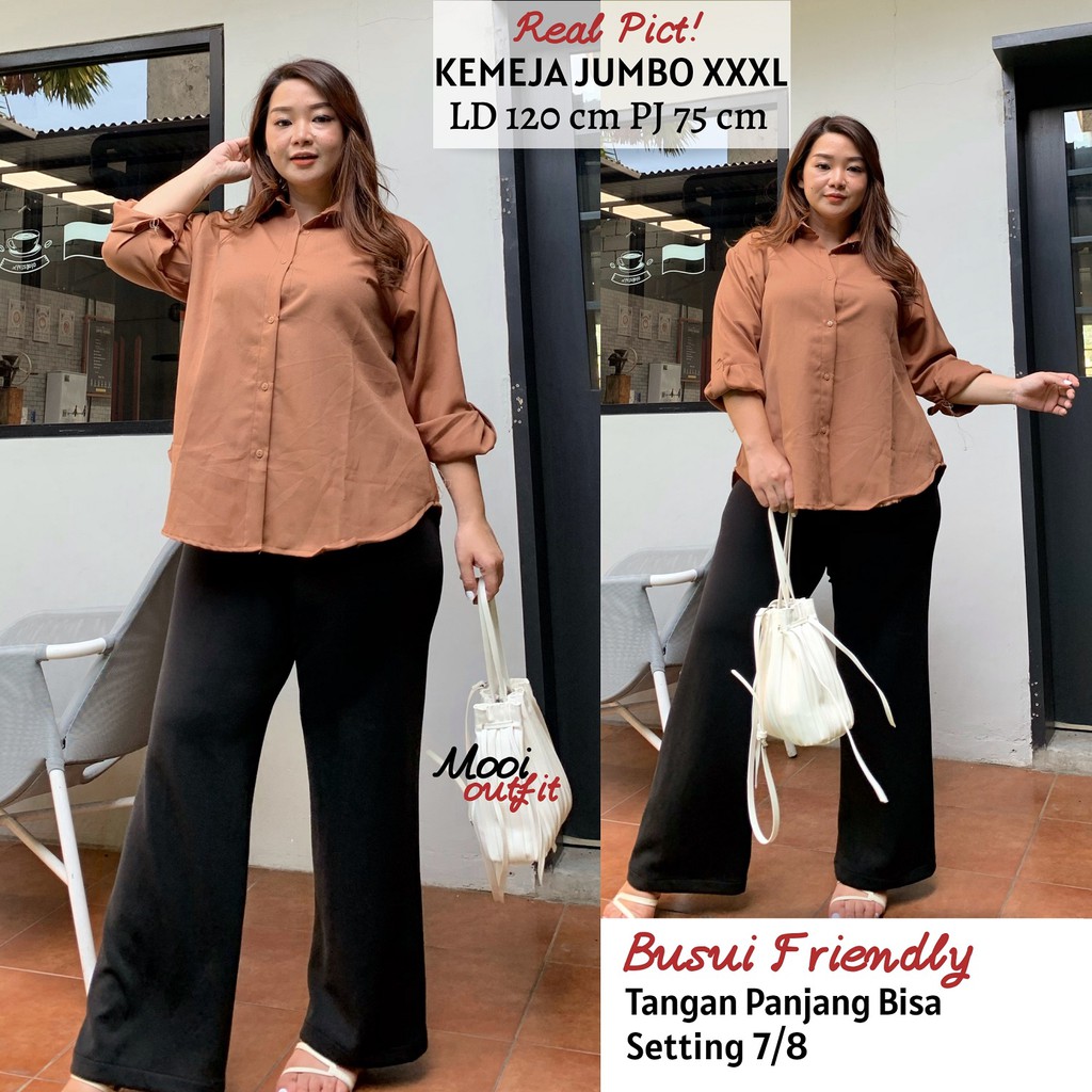 Mooi Outfit - Kemeja Oversize Wanita / Kemeja Wanita Jumbo Ld 120 Ld 130