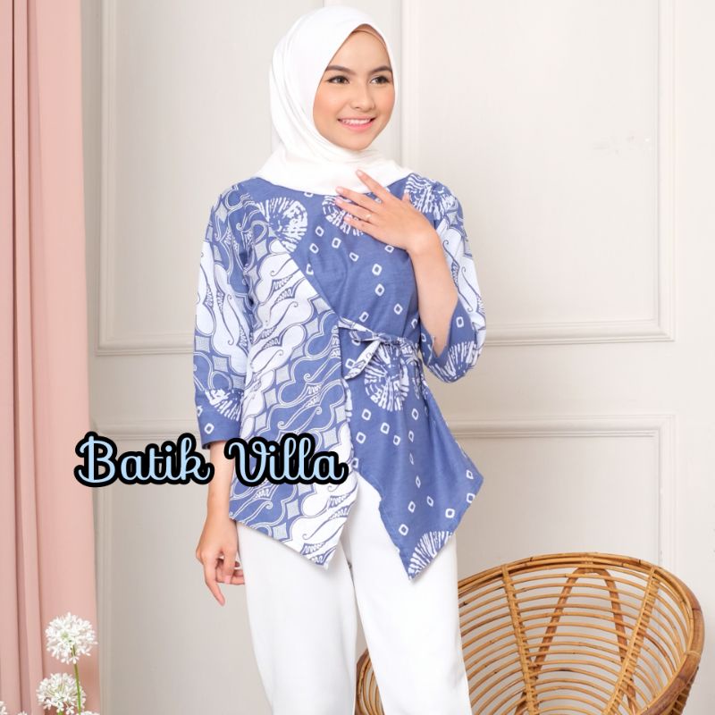 tey-17 Batik wanita ASJ SA HRB026 Kenongo Kemeja Tosca Pendek-C