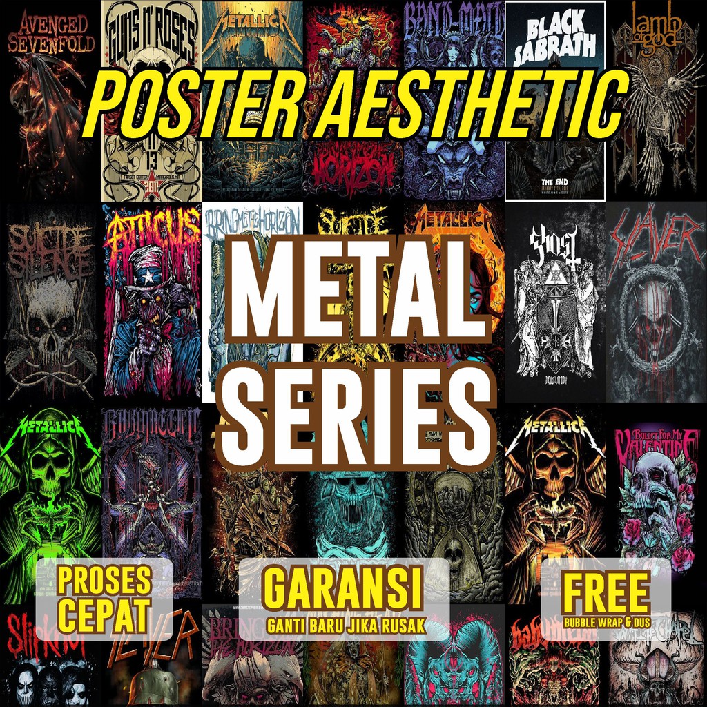 POSTER AESTHETIC METAL DEKORASI BAND HIASAN STIKER DINDING ESTETIK STICKER KAMAR WALLDECOR WALLPAPER