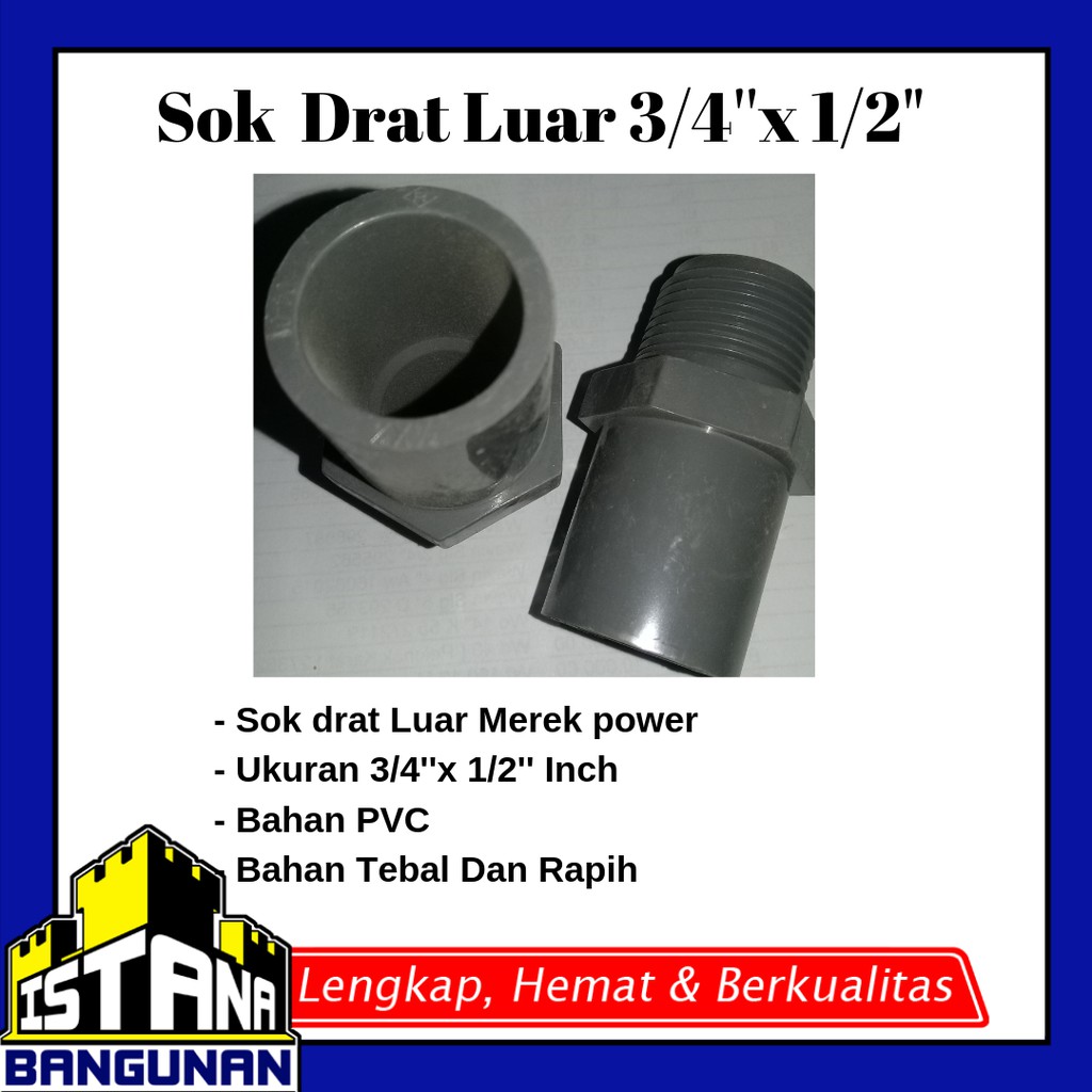 Sok Drat Luar 3/4 ''x1/2" Inch