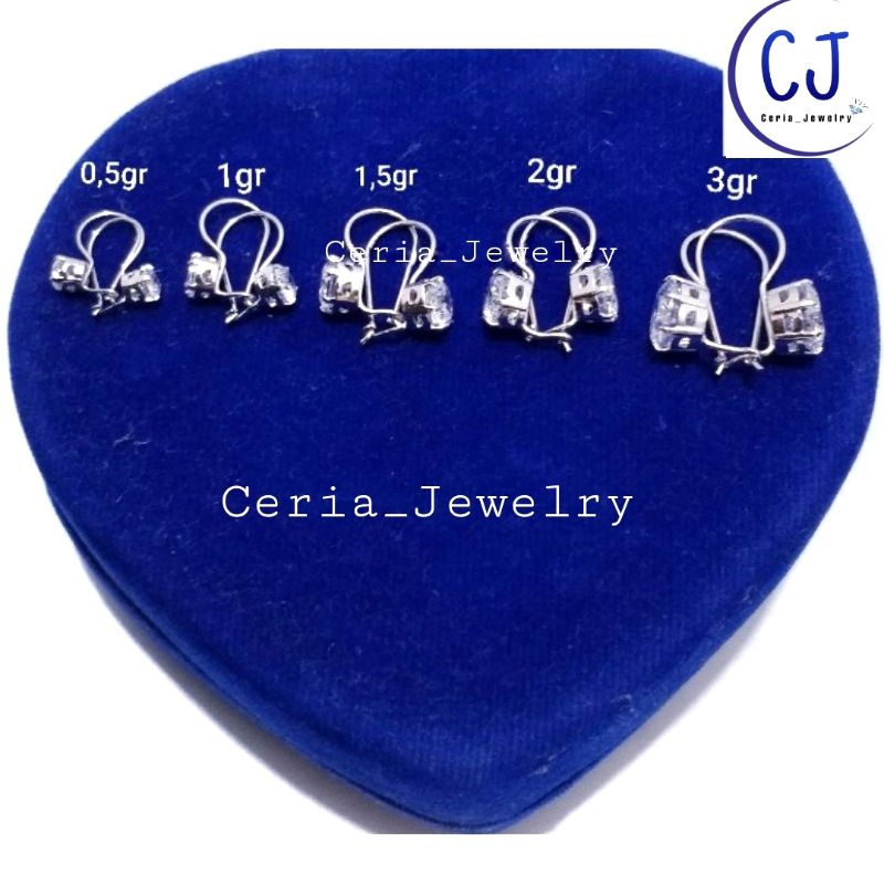 Anting Perak Asli Silver 925 Lapis Emas Putih Model Anting Desi 0,5Gram/1Gram/ 1,5Gram/2Gram/3Gram