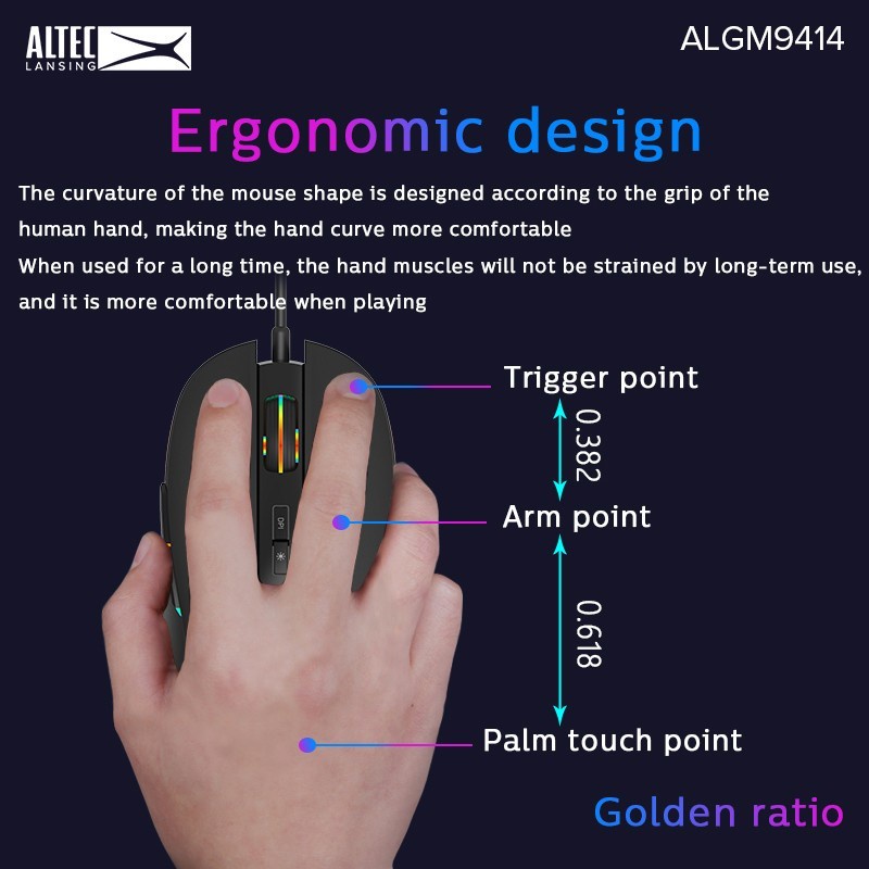 Mouse Gaming Altec Lansing ALGM-9414 RGB 3600 DPI - ALTEC ALGM9414