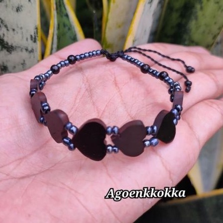 Gelang love manik polos hitam kokka kaokah