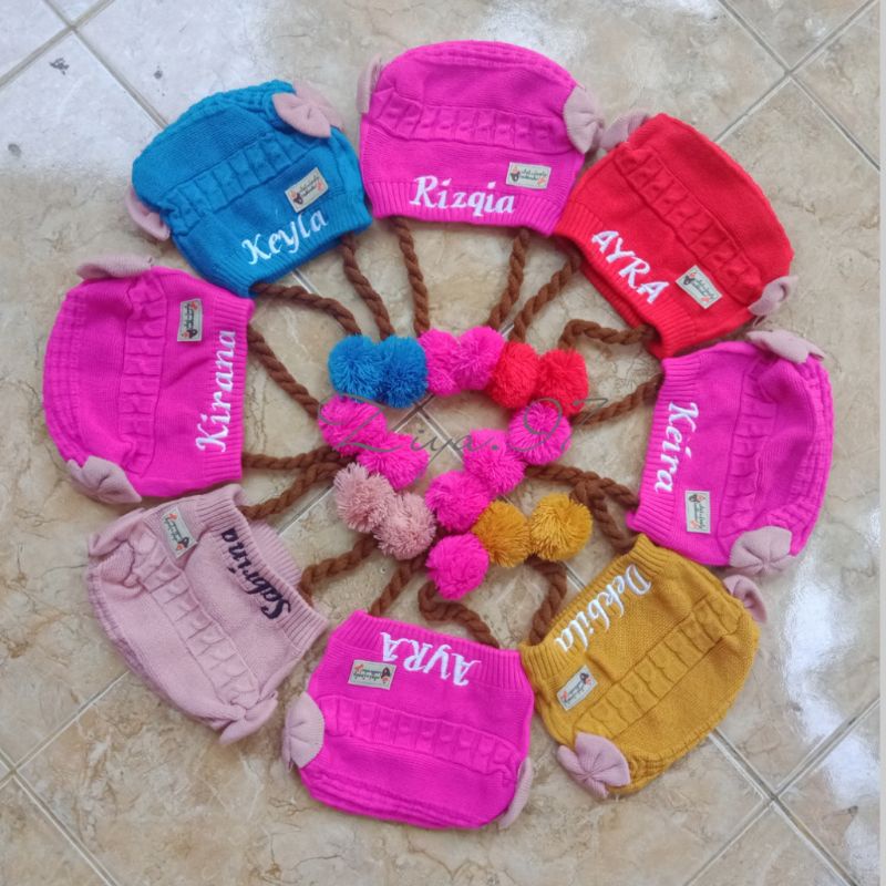 Kupluk Kepang Bordir Nama Untuk Bayi Perempuan