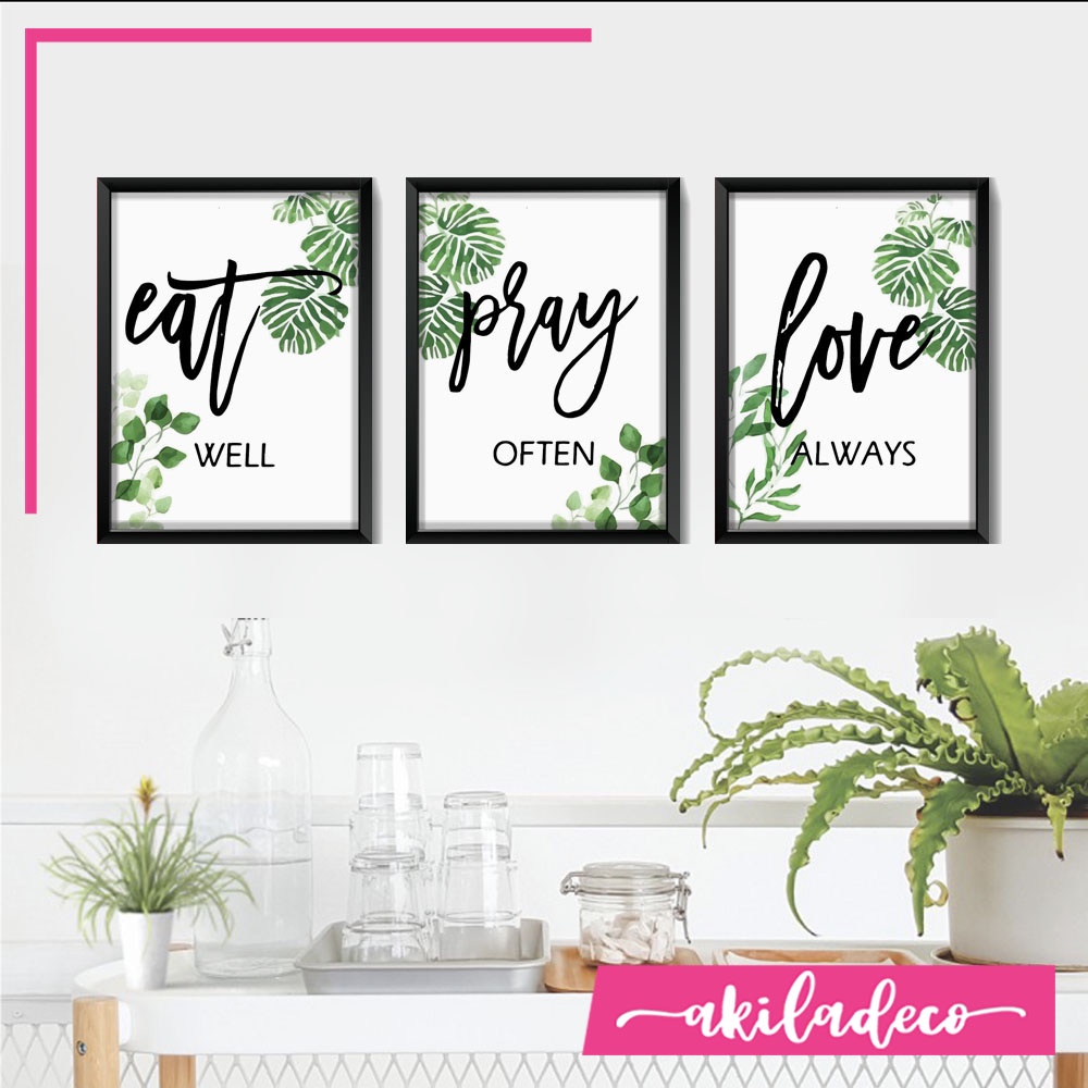 Hiasan Dinding Dapur WallDecor Kitchen Eat Drink Love bingkai dinding minimalis