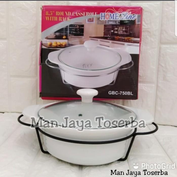 Saji | Prasmanan Homeline Bulat Keramik Tutup Kaca / Wadah Saji