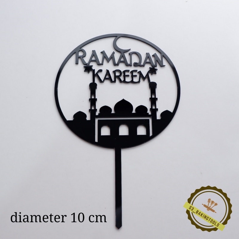 Cake topper acrylic Idul fitri ramadan kareem black