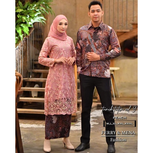 Couple tunik tulle padang//couple kebaya tunangan//couple kebaya pesta//tunik brukat pesta