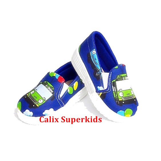 Sepatu Anak Slip On Tayo Biru Tua