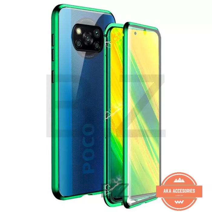 DOUBLE GLASS XIAOMI POCO X3 NFC / X3PRO / M4 PRO MAGNET MAGNETIC CASE KACA DEPAN BELAKANG HARDCASE