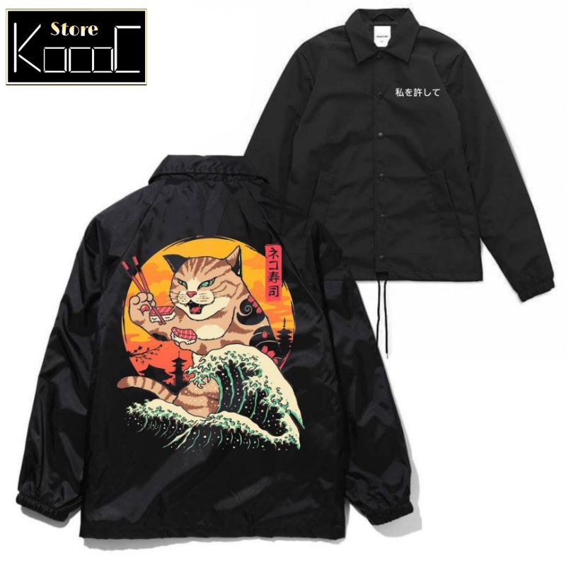 COACH Jaket KUCING Pria wanita dewasa Coach Jacket hitam JAPAN oversize lokal / Windbreaker Jepang v