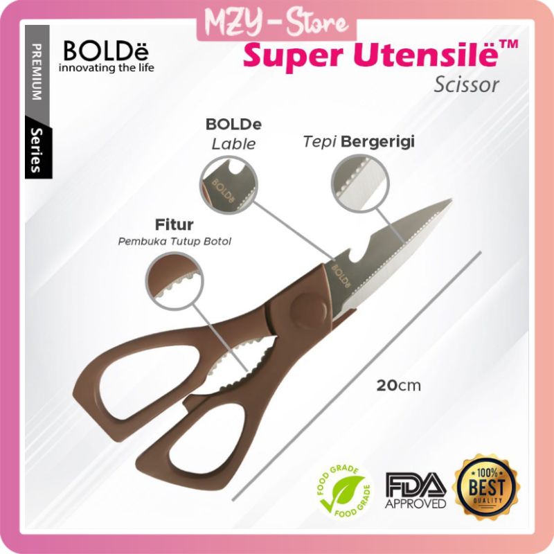 (FREE Sendok Takar) BOLDe Pisau Set Super Utensile Knife Electra Series 4 Pcs 3 Pisau 1 Gunting