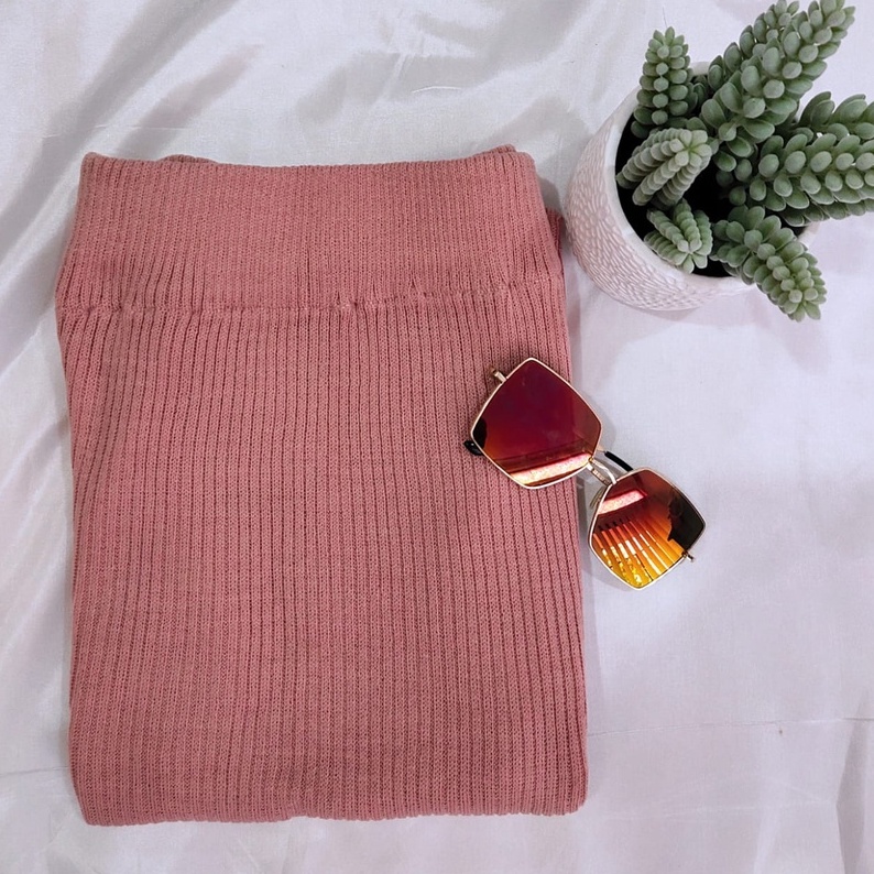 CoD - Rok Span Rajut Premium -Terlaris - Rok Panjang Wanita Terbaru - Rajut Long Skirt - Rok Panjang-Dusty Pink