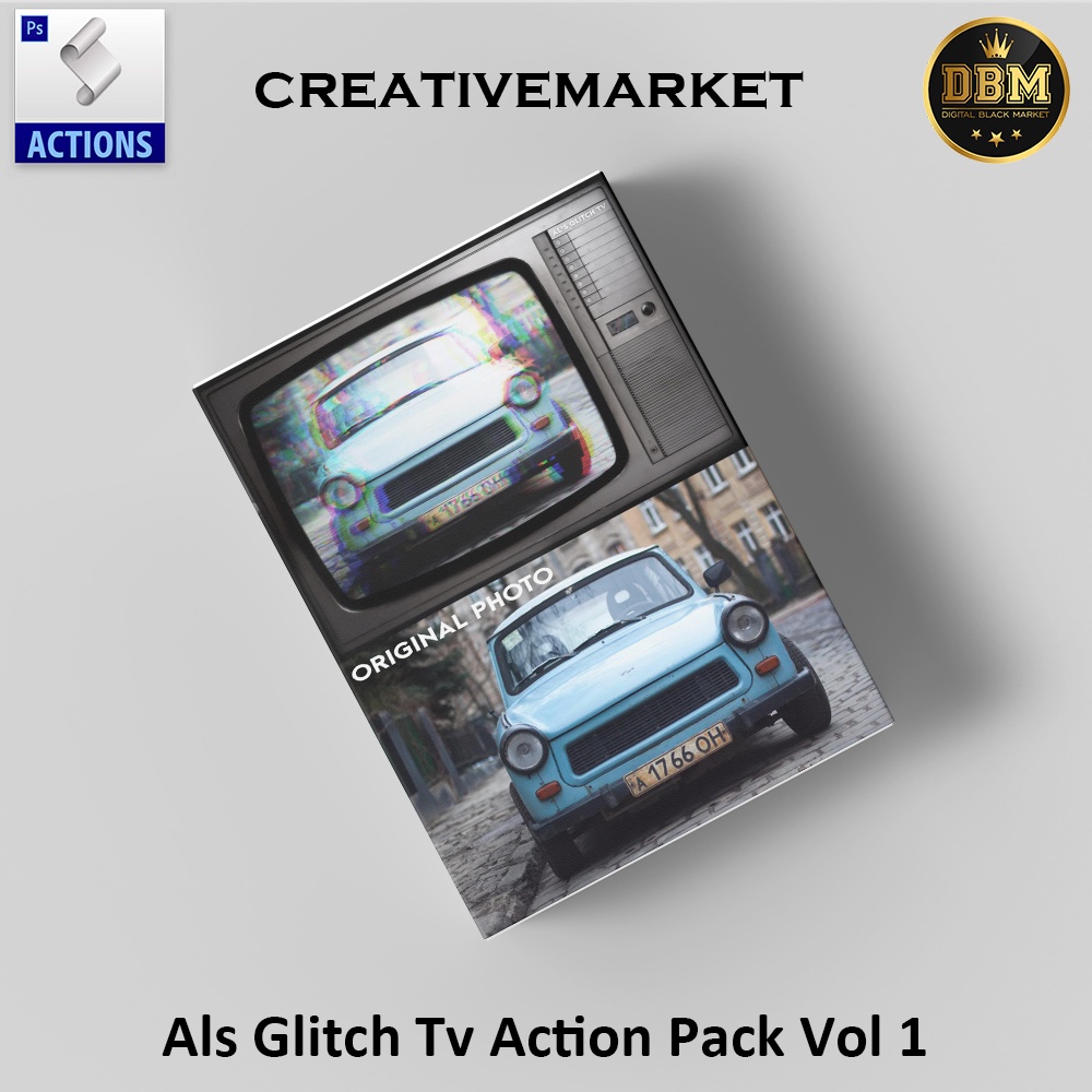 Als Glitch Tv Action Pack Vol 1 - Photoshop Action