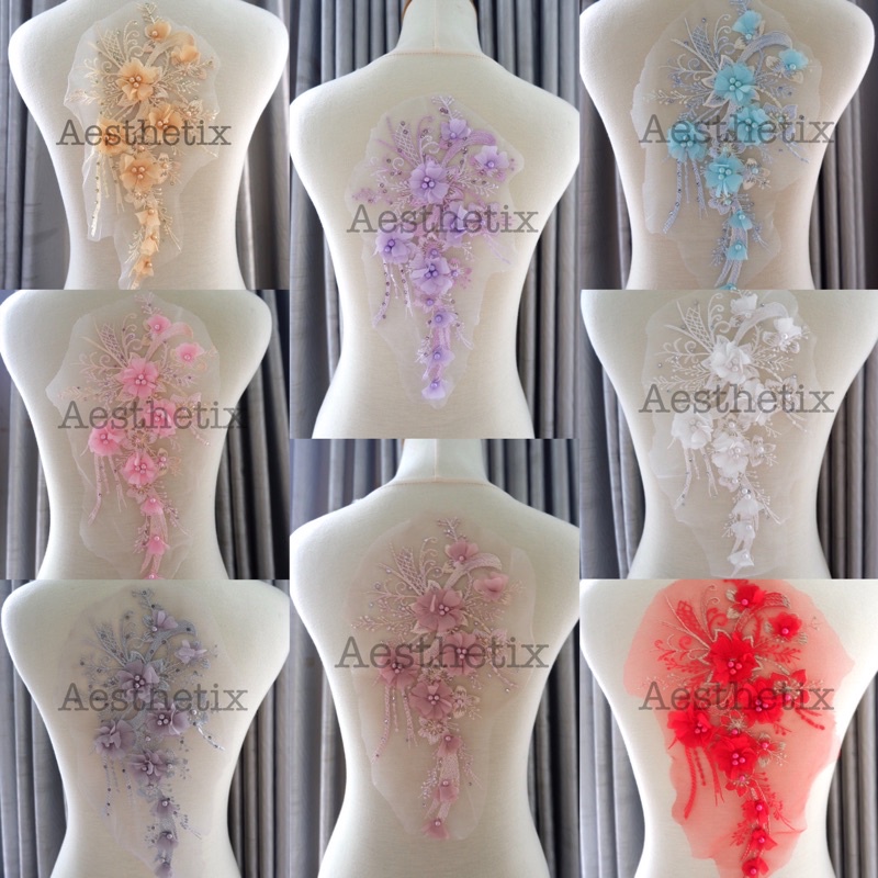 Embroidery Bunga Patch Bordir Lace Bordir 3d Renda Tempelan Baju Sticker WY004