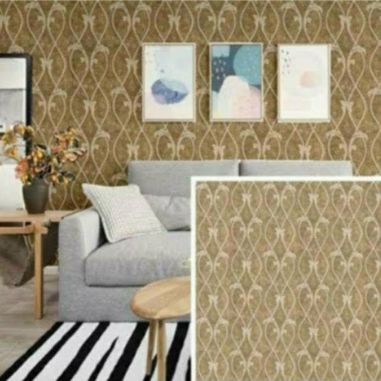 (PROMO) Gudang Wallpaper Dinding Motif  / Bahan PVC Anti Air / Wallstiker Dinding Tralis Cream Bahan PVC Premium (SUDAH ADA LEM)