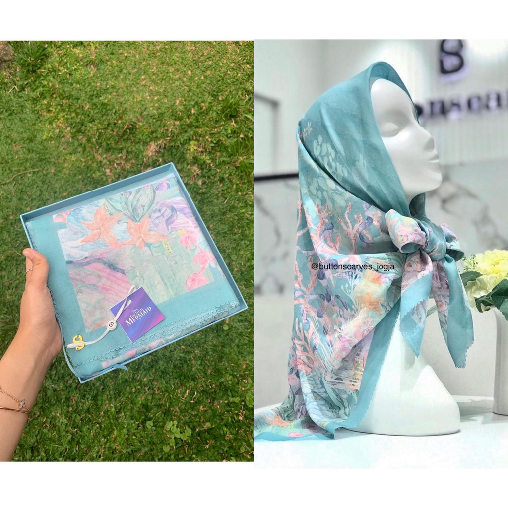 Buttonscarves disney teal voal NEW bukan preloved buttonscarves