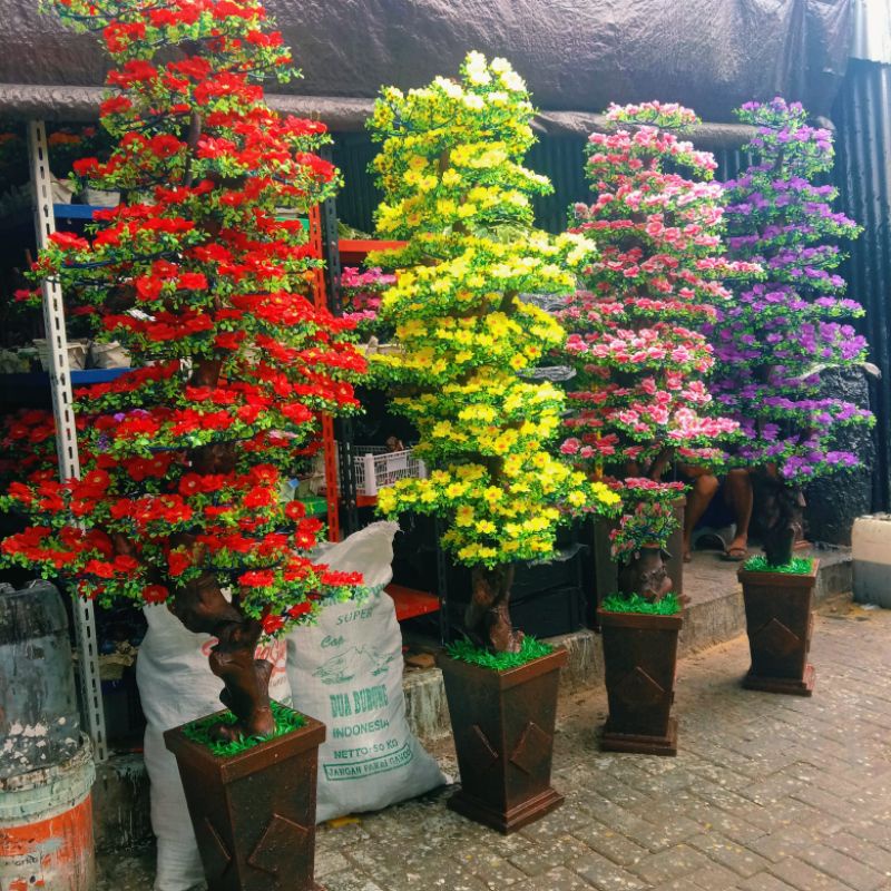 TINGGI 210CM BONSAI BUNGA HIAS SAKURA RIMBUN SUDUT RUANGAN DEKORASI ARTIFICIAL JUMBO KWALITAS CLASS 