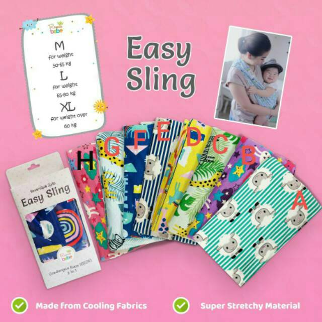 royale bebe easy sling geos gendongan kaos