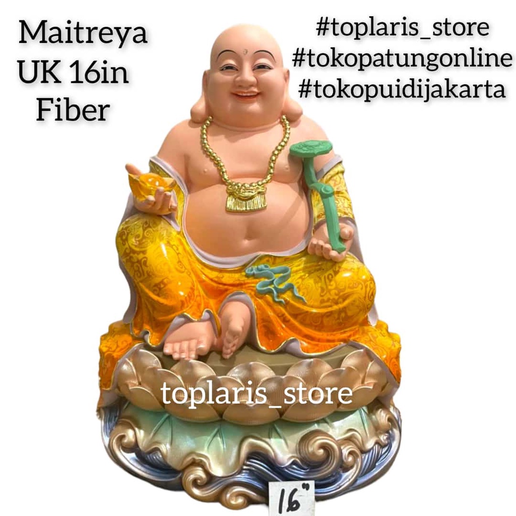 Patung Buddha Maitreya Fiber 16in New 022