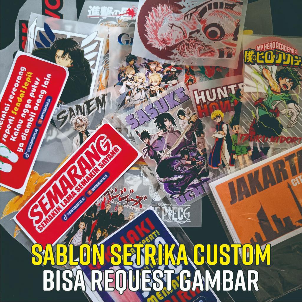 

BA144 Custom Sticker Sablon Setrika Untuk Di Kaos atau Kain - Bisa custom gambar suka suka - Minimal beli Kelipatan 4 per gambar