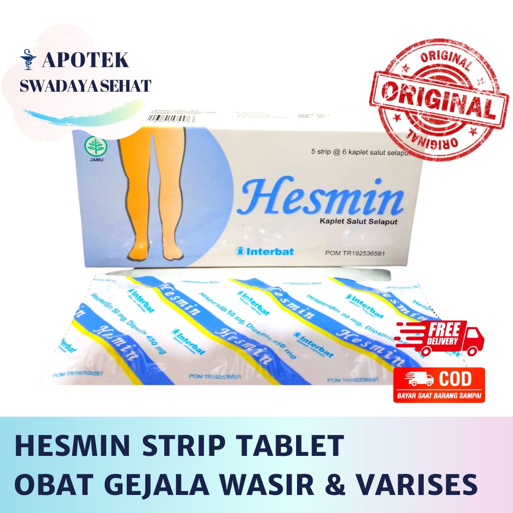 HESMIN 450/50MG Strip Kaplet - Obat Mengurangi Gejala Wasir Varises Hemoroid Ambeyen