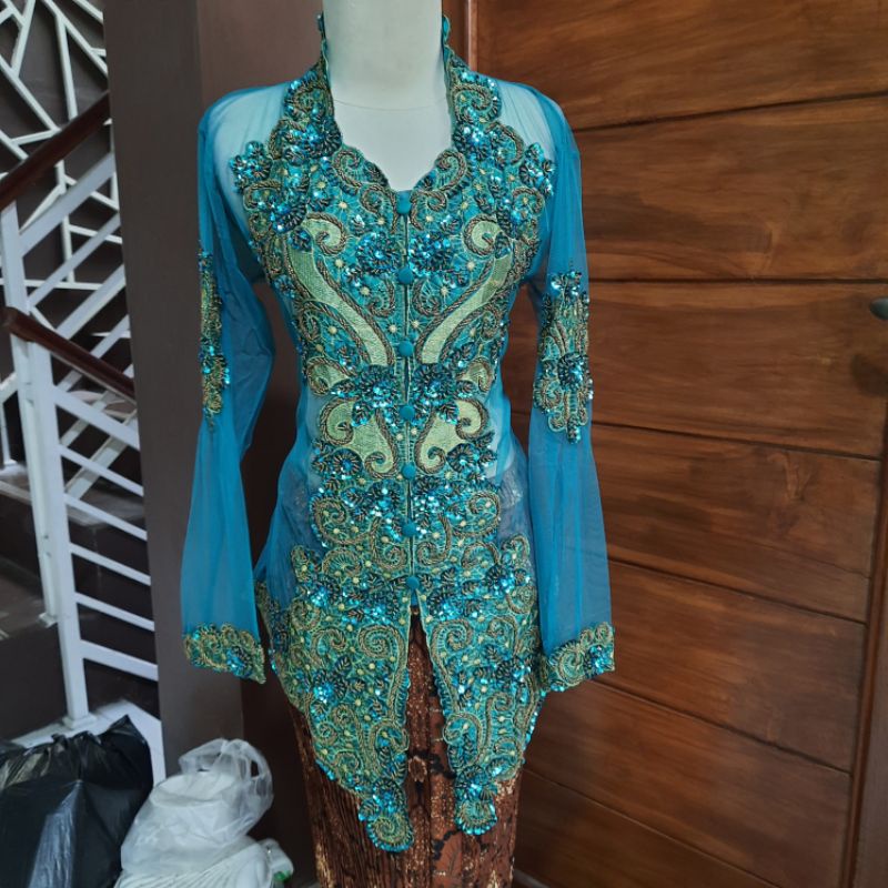Atasan Kebaya tile full payet ibu/besan-Hijau