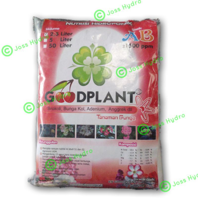 Nutrisi Hidroponik (AB Mix) Goodplant Bunga 2,5 liter