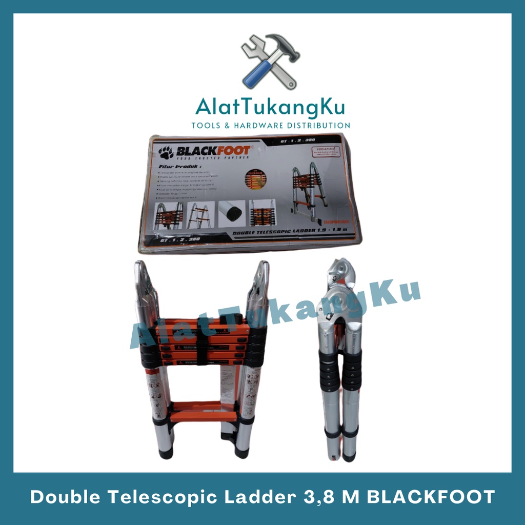Tangga Teleskopik Dobel Blackfoot / Tangga Double Telescopic 3,8 Meter
