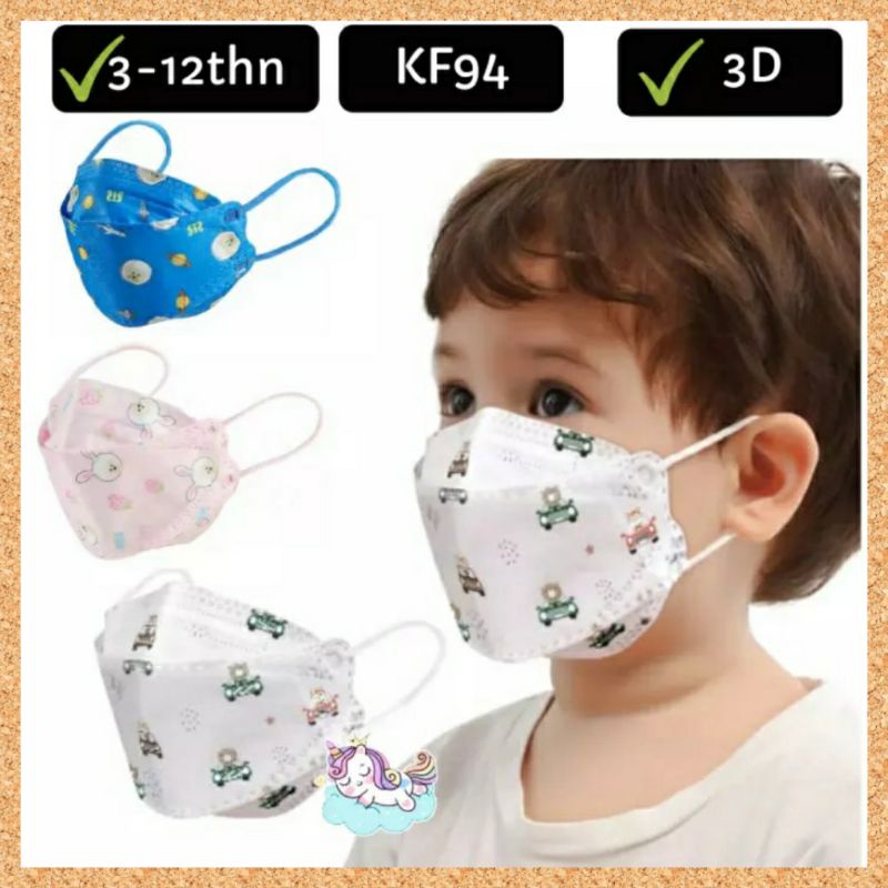 Masker Anak KF94 Korea Motif Disposable Mask Kids Earloop Isi 10 Pcs