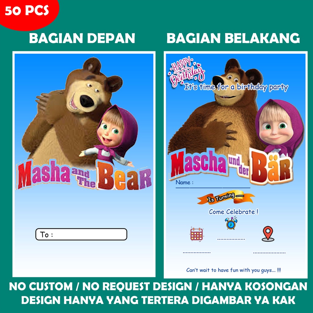Undangan ulang tahun Design 20 No custom  / undangan ultah / undangan cetak / cetak undangan kartu u