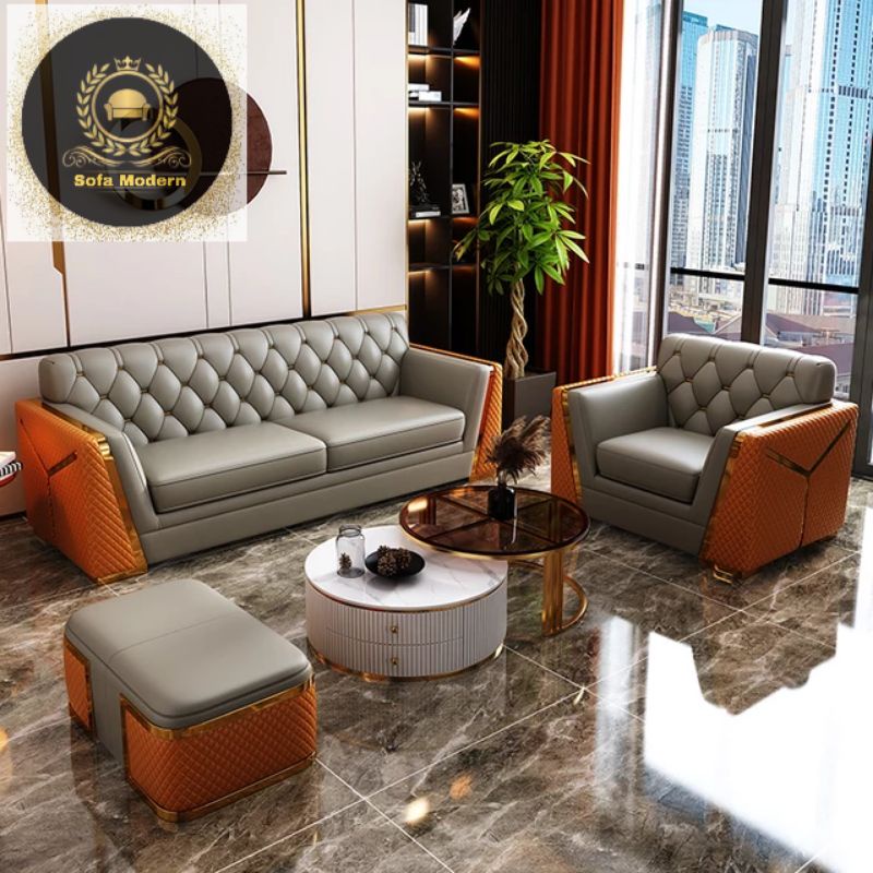 Sofa Set Kulit Minimalis Model Sofa Terbaru Kursi Ruang Tamu Mewah Jati Super Kuat