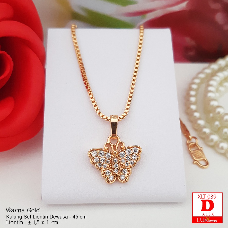 XLT 039 Kalung Set Liontin Laris Perhiasan Imitasi Lapis Emas 18K Kalung Itali Xuping 45 cm Set Dewasa  Model Kalung Bunga  Luxx Xuping