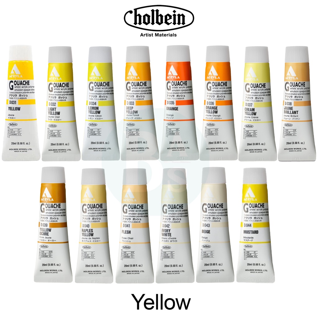 

Acryla YELLOW Acrylic Gouache Paint 20ml - Holbein