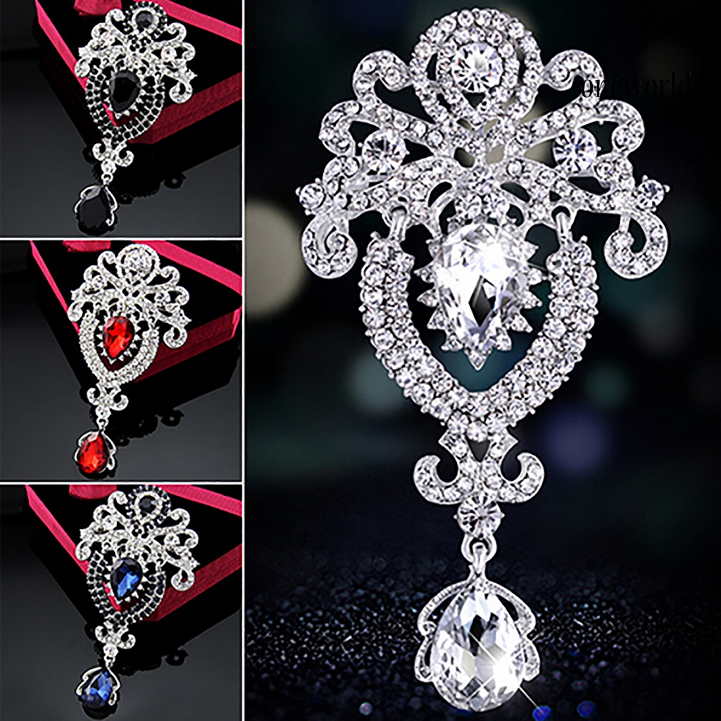 OW@ Brooch Exquisite Crown Design Luxury Fashion Diamante Brooch Pin for Holiday