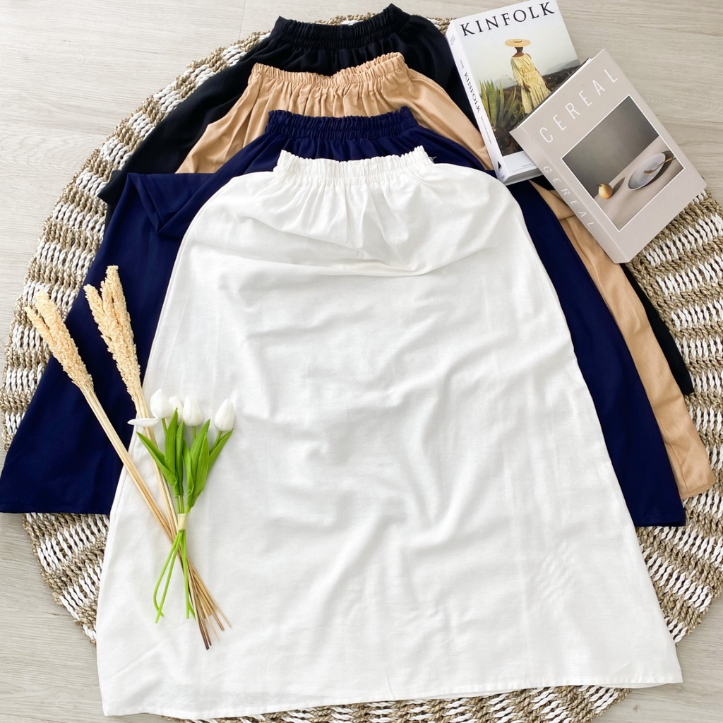 JACKLYN SKIRT - ROK LINEN KOREA / KOREAN SKIRT / ROK BASIC LINEN