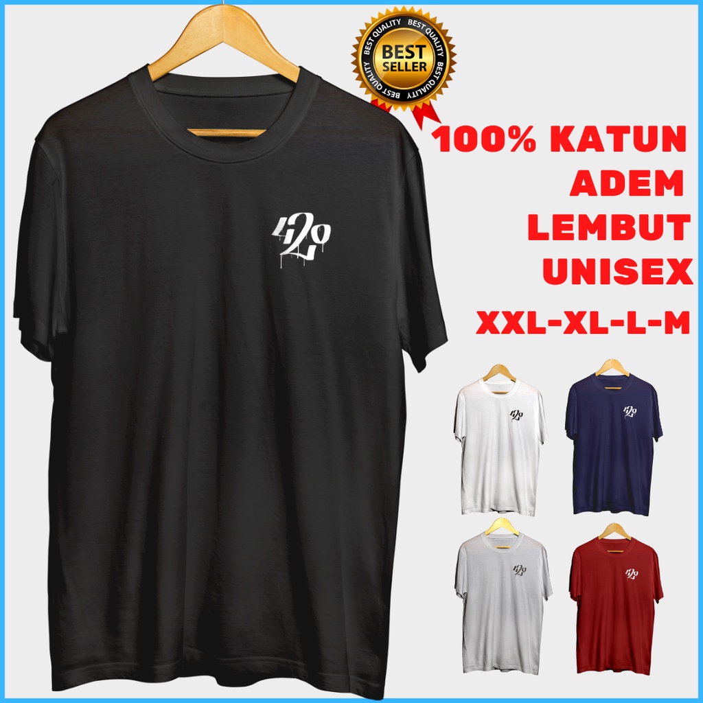 Kaos distro cowok jumbo original Logo 420 cotton combed 30s baju dewasa oversize xxl DKI JAKARTA