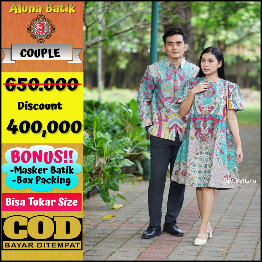 Atasan Batik Blouse Couple Pria Wanita Premium Batik Aluna CBA 071