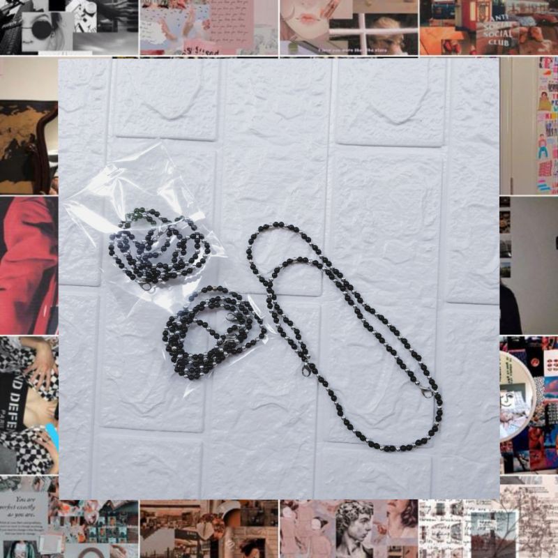 Strap Mask Manik Manik Hitam+Putih