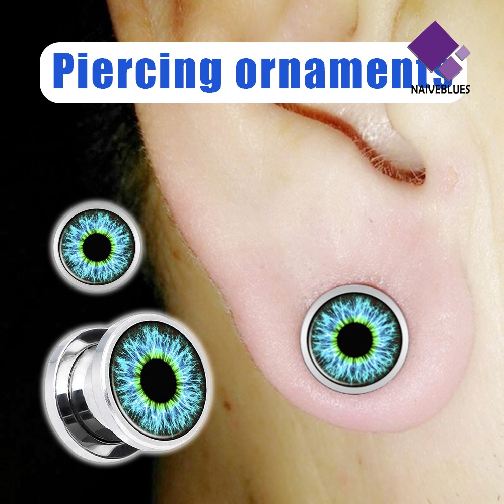 Naiveblue &gt; 1Pc Anting Tindik Expander Model Bola Mata Enamel Untuk Unisex / Pria / Wanita