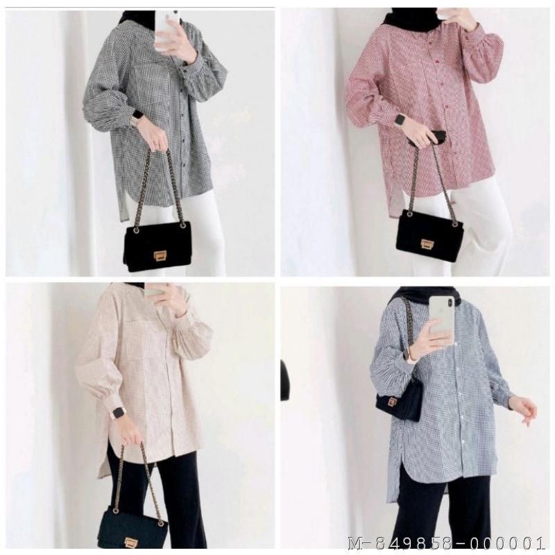 ATASAN WANITA KEMEJA YUMNA YUM SQUARE KATUN VTJC-1916Warna: Hitam, navy, Maroon, CoksuUkuran: L