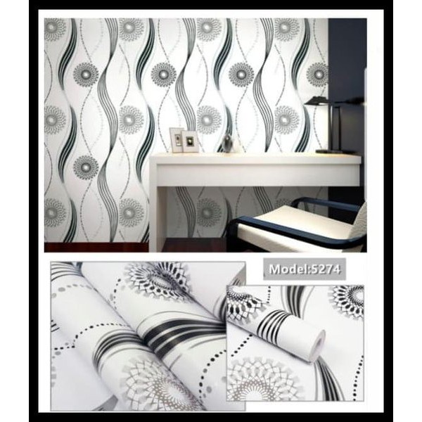 Wallpaper Dinding Motif Cakra Hitam Ukuran Panjang 10meter x Lebar 45cm