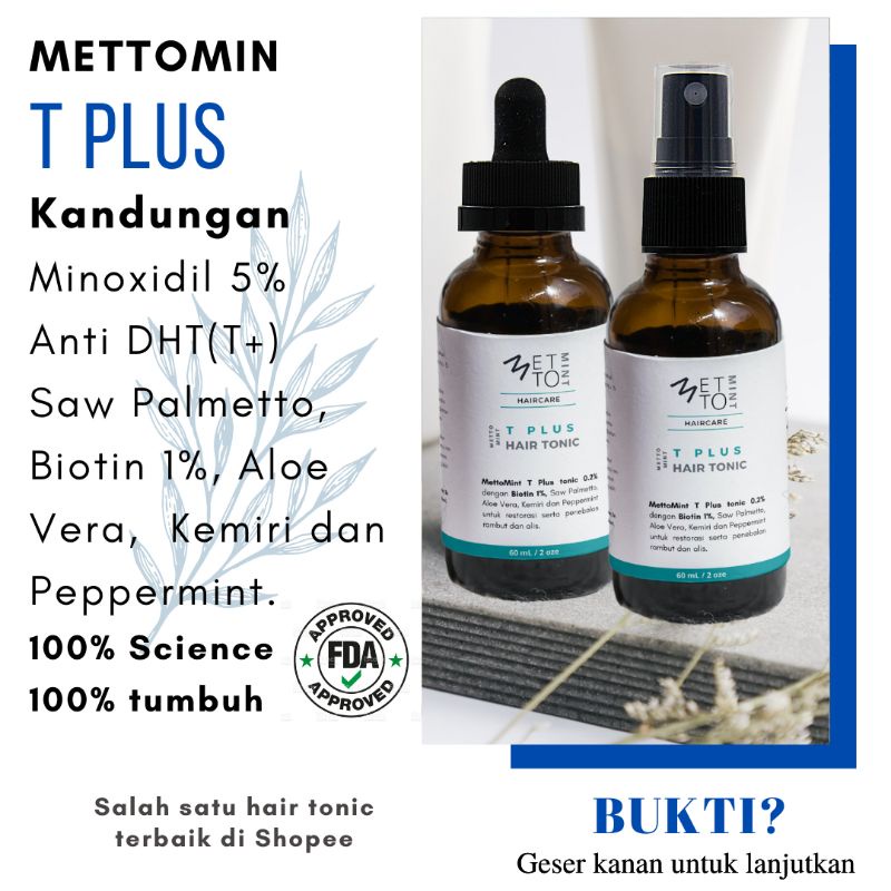 METTOMINT MINOXIDIL SAW PALMETTO BIOTIN HAIR TONIC OBAT PENUMBUH RAMBUT BOTAK