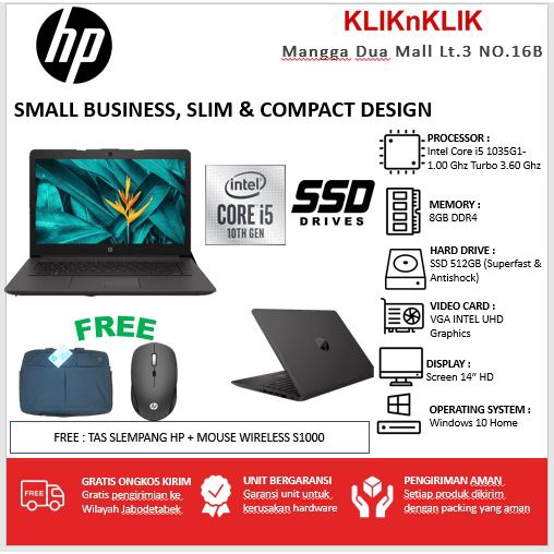 HP 240 G7 Intel Core i5 1035G1 8GB 512GB SSD - Black