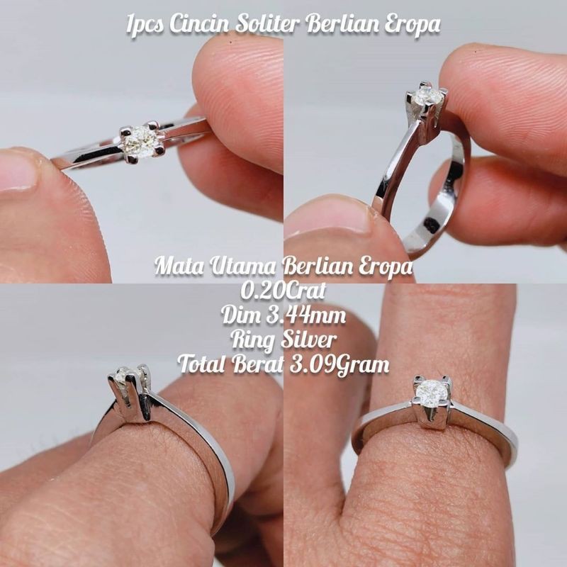 cincin berlian cewek ikan perak silver model solitaire bkn akik merah obi bacan wulung api