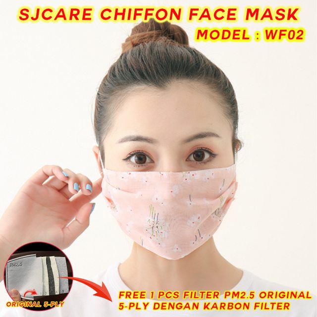 Chiffon Fashion Face Mask Breathable Masker Kain BONUS FILTER PM2.5 - WF02