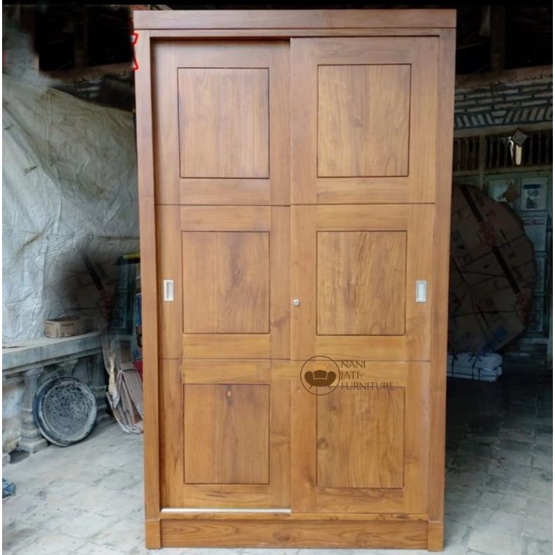 almari kayu jati 2 pintu minimalis
