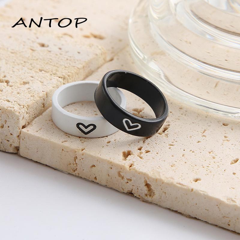 2pcs Cincin Bentuk Hati Untuk Pasangan