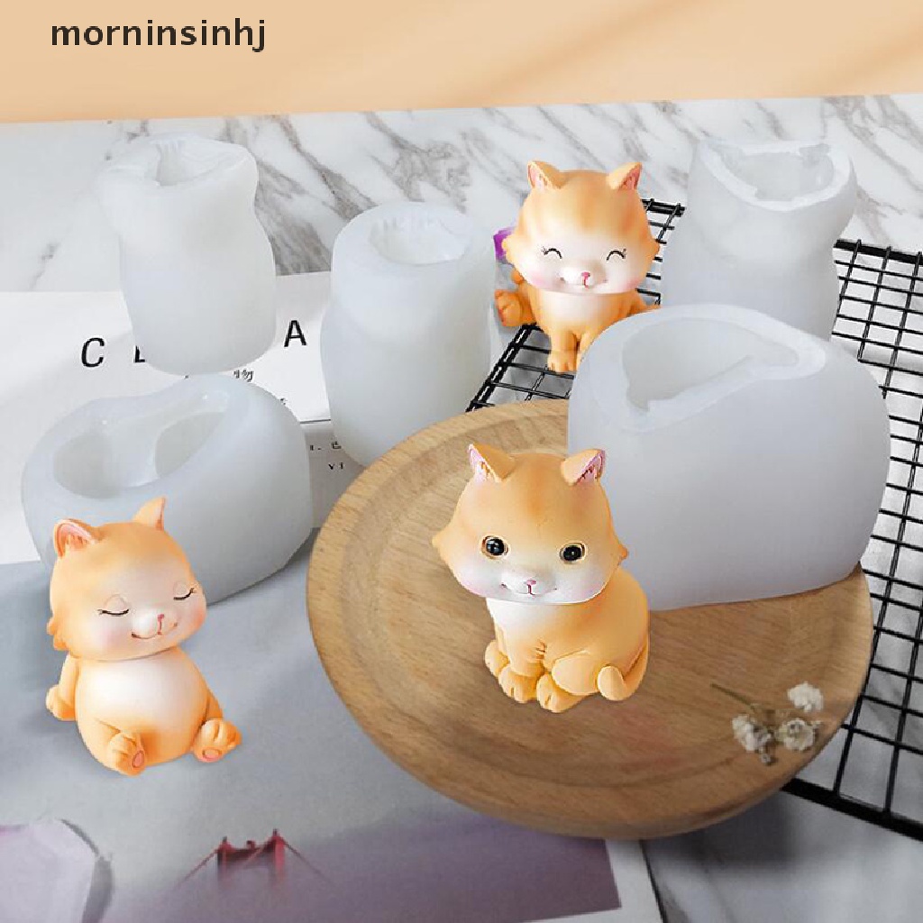 Mornin Cetakan Kue Resin Diy Bentuk Kartun Kucing 3d Bahan Silikon